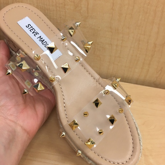 Steve Madden Shoes | Steve Maddens Beautiful Clear Gold Studded Sandal | Poshmark